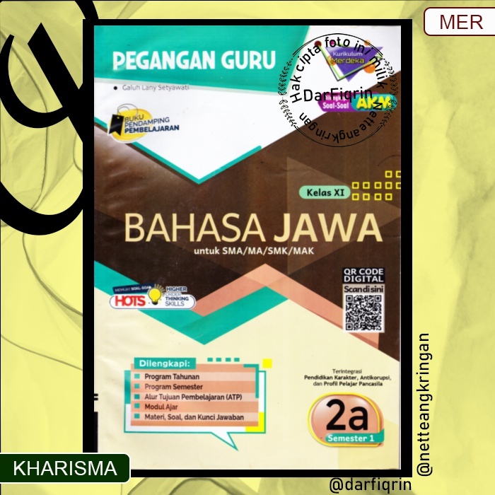 Pegangan Guru Bahasa Jawa Kelas 11 Semester 1 SMA/MA/SMK/MAK Kurmer Kurikulum Merdeka-Kharisma-HOTS-