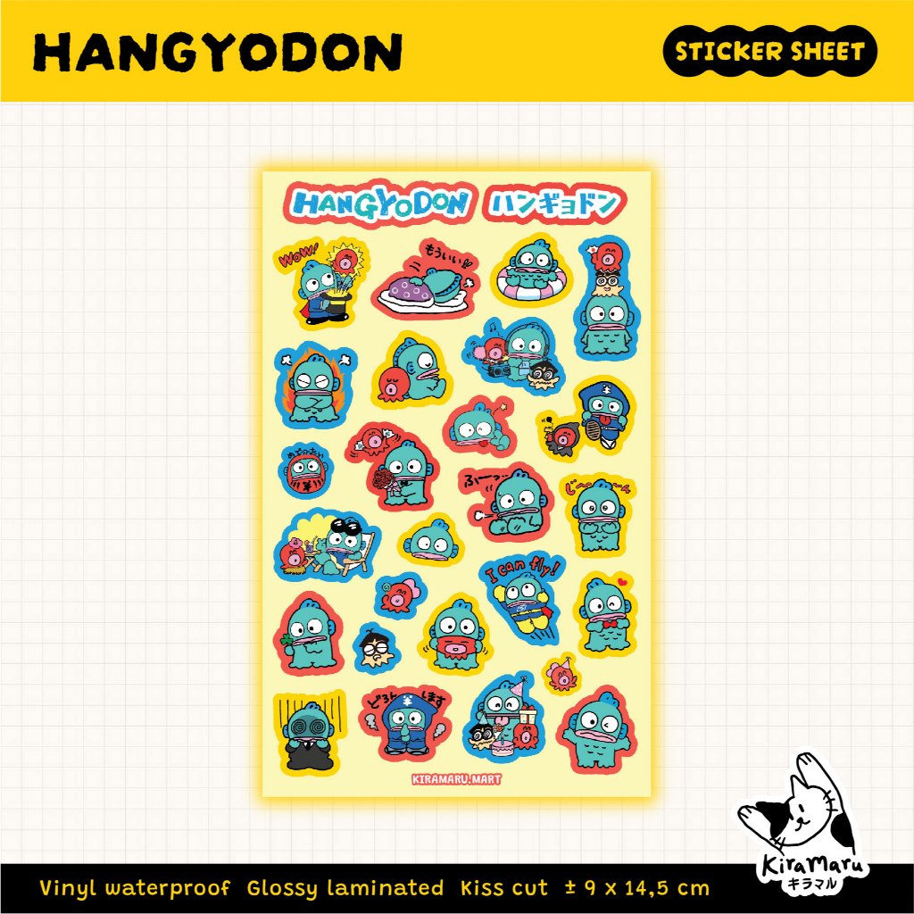 

Hangyodon Sticker Sheet / Deco Sticker Japan Waterproof / Sticker Kisscut Glossy