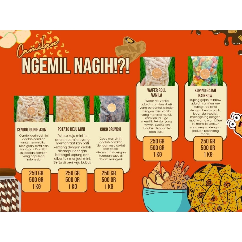 

Aneka snack 1 kg/Grosiran kiloan camilan murah enak asin gurih manis dan pedas