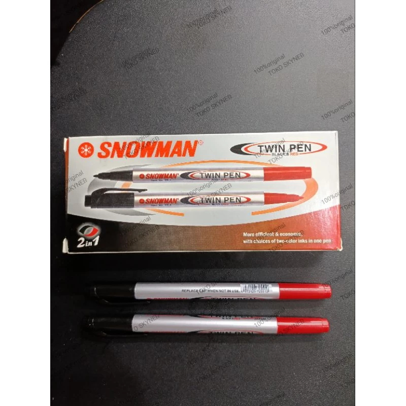

SPIDOL SNOWMAN TWIN PEN 2 WARNA ( HITAM - MERAH )