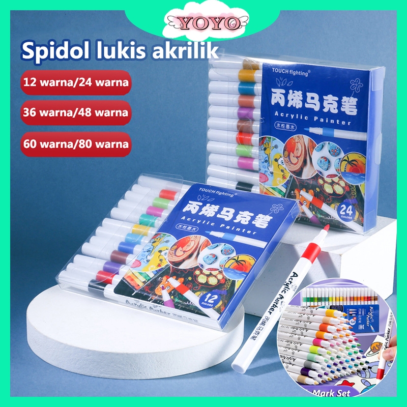 

YOYO Set 12/24/36/48/60/80 Colors Anak Set Spidol Akrilik Akrilik DIY Painting Spidol Pastel Pulpen