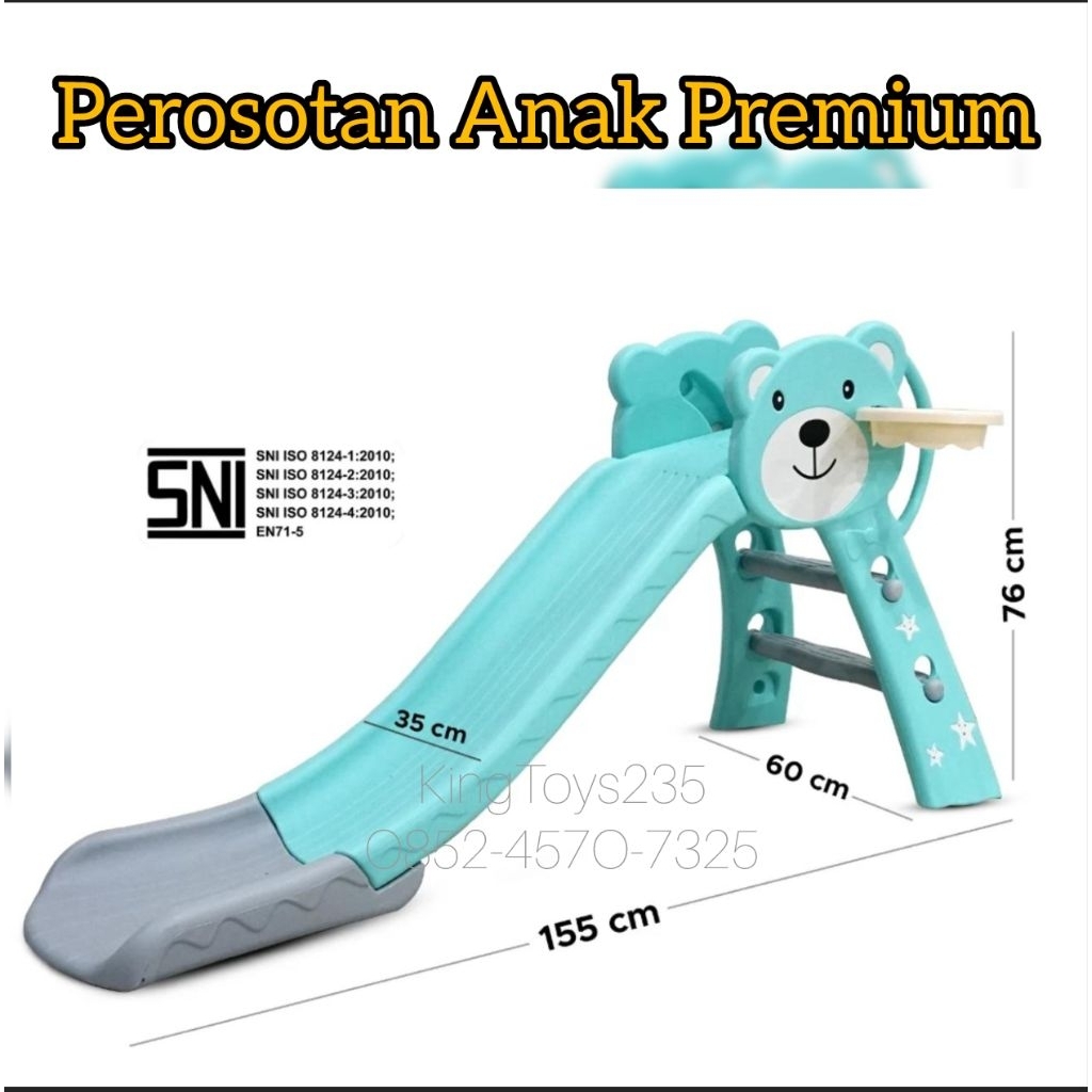 Mainan Anak Perosotan Luncuran Bahan Premium Halus SNI Ring Basket Set Tinggi Besar Sesuai Foto Kado