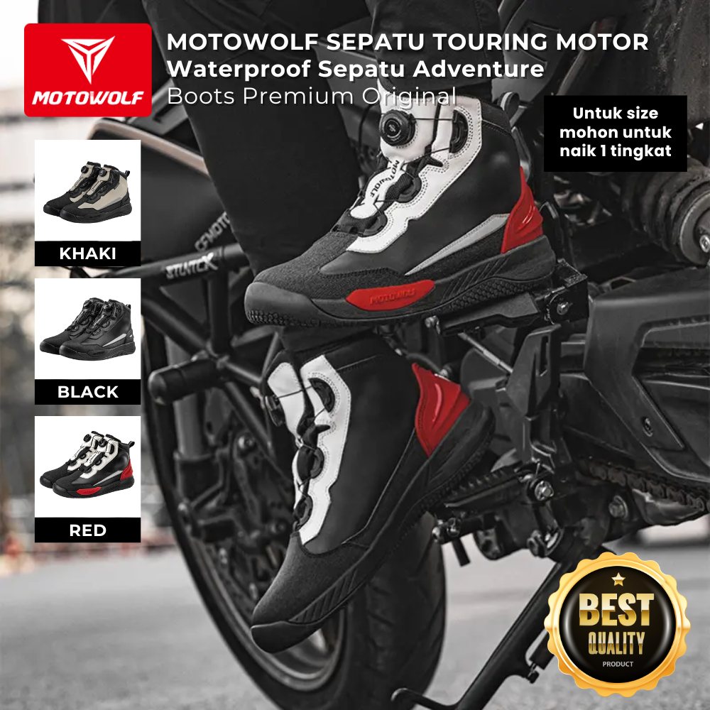 Motowolf Sepatu Touring Motor Waterproof Sepatu Adventure Boots Premium
