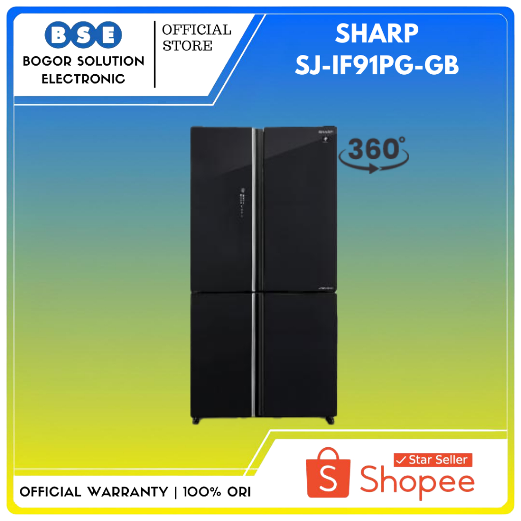 Kulkas 4 Pintu Sharp SJ-IF91PG-GB/GR 639L Glass Door Sharp SJIF91PG
