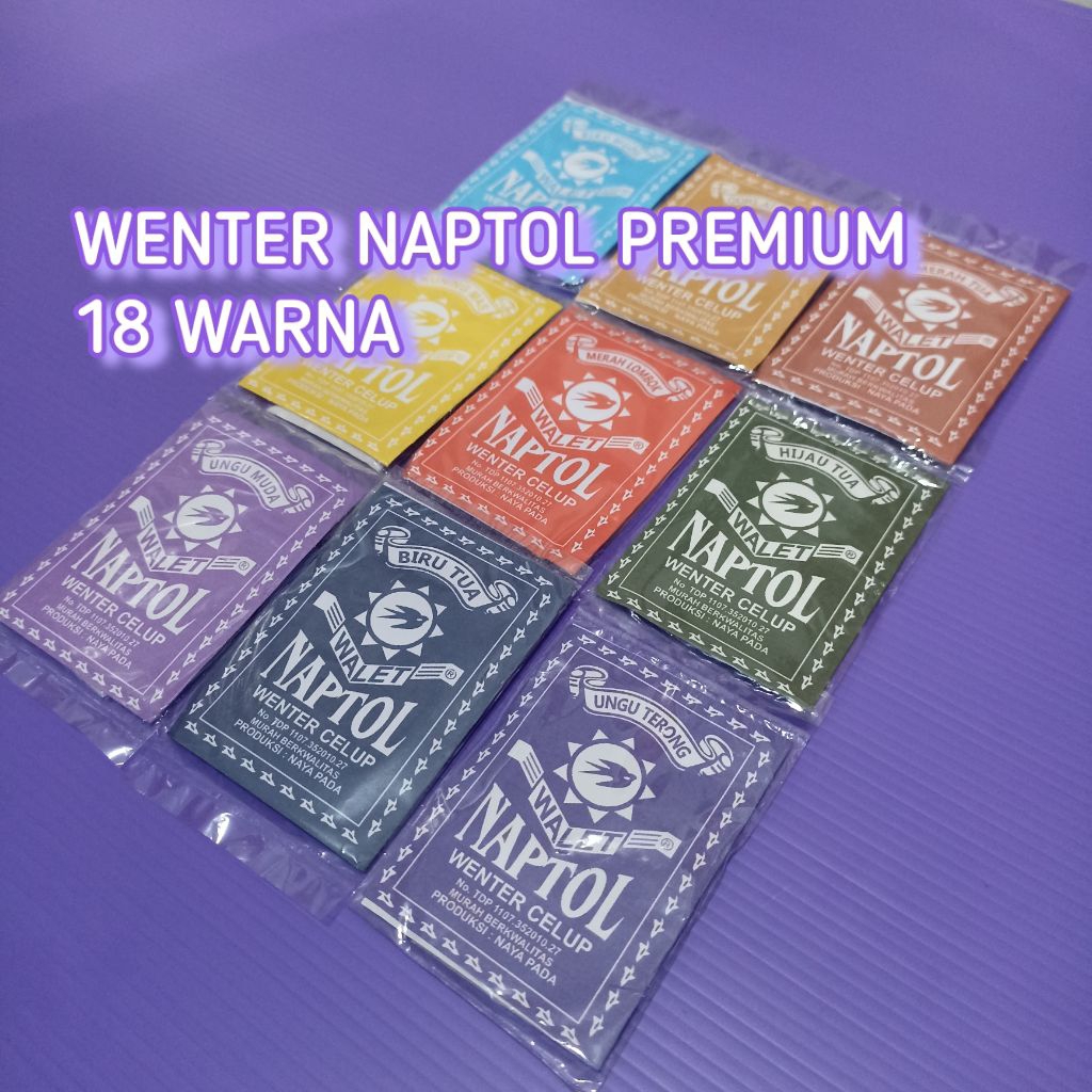 Wenter Wantex Naptol Cap Walet 18 Warna Pewarna Celup Baju Pakaian Jaket Textile Kain Tekstil Super 