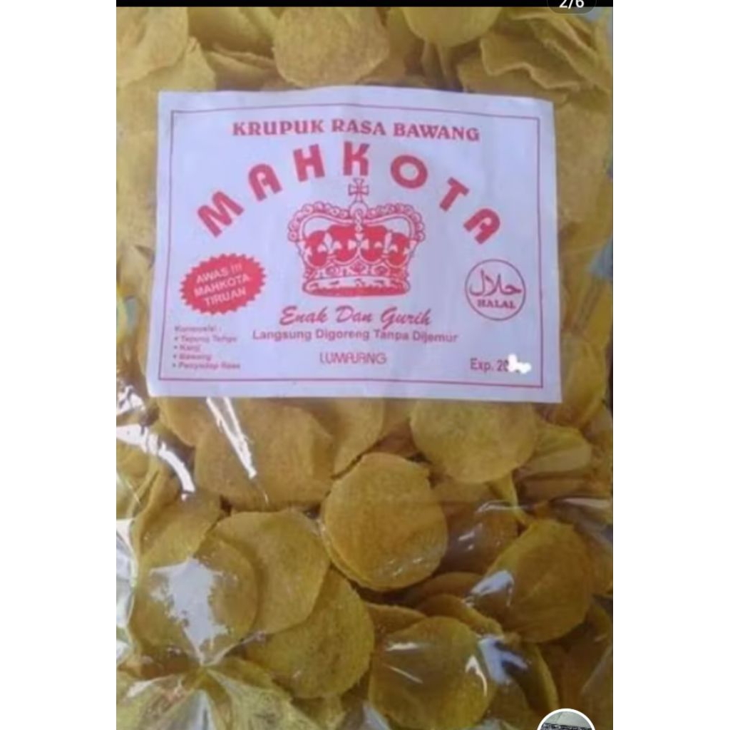 

(2.5kg) kerupuk puli beras mentah mahkota khas lomajeng rasa bawang