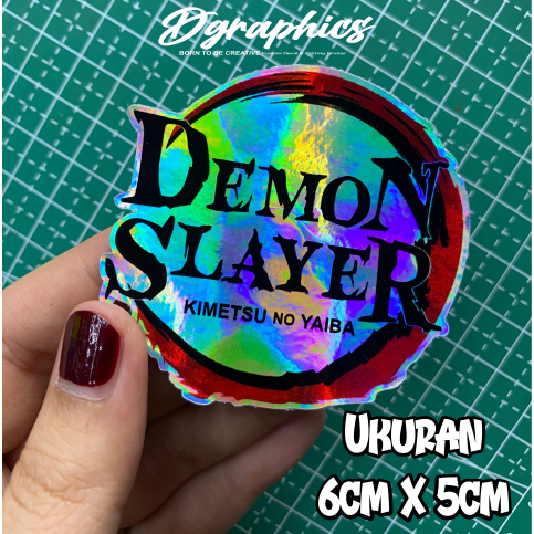 

Sticker Hologram Anime Logo Demon Slayer Sticker Keren