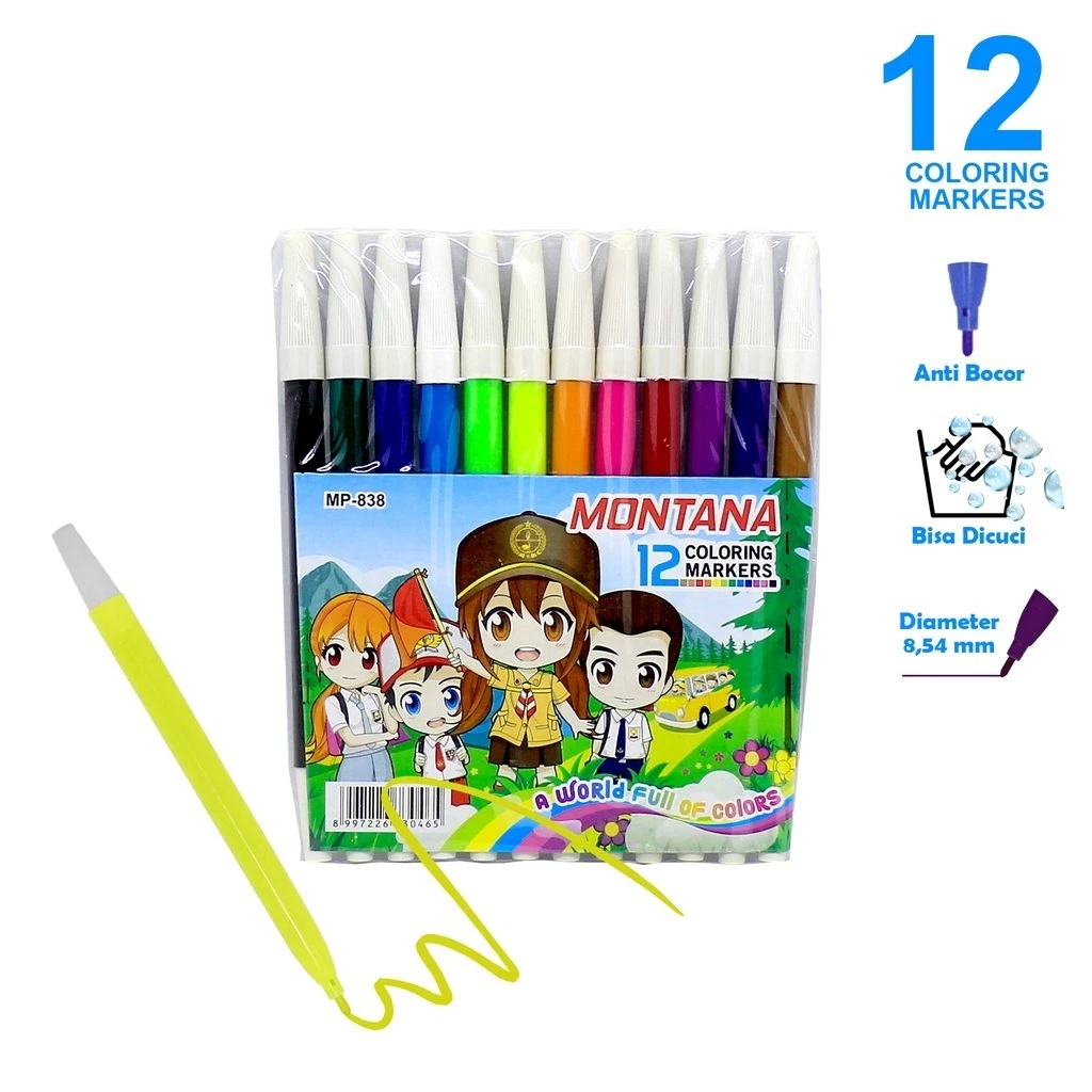 

Montana Spidol Warna Warni isi 12 pcs