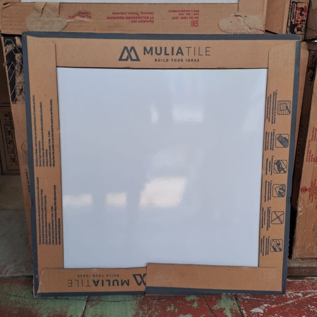 keramik lantai 50x50.putih polos/Mulia tile