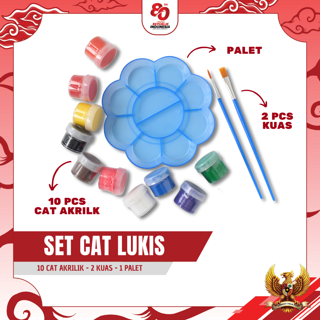 

SET CAT LUKIS 10 Cat Akrilik 2 Kuas 1 Palet Lengkap Untuk Melukis