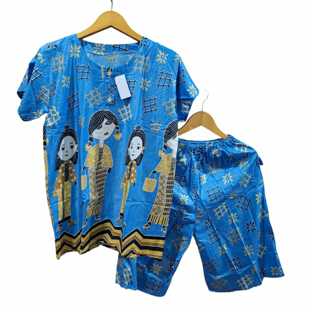 Setelan GOGO BABYDOL MOTIF TEJO WARNA Piyama lucu set Celana kulot Pendek 3/4 Bahan Rayon setelan wa