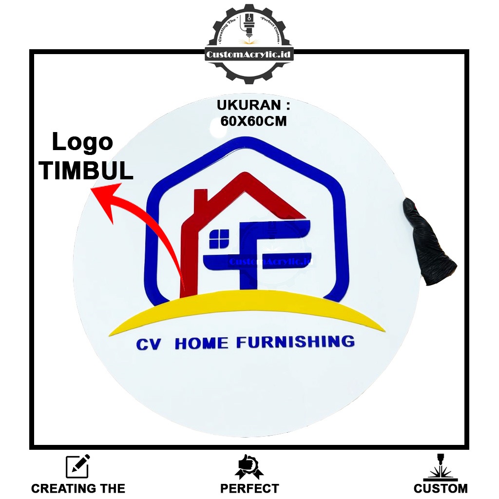 

PAPAN LOGO PERUSAHAAN NAMA DARI AKRILIK LOGO TIMBUL TULISAN TIMBUL UKURAN 60 X 60 CM
