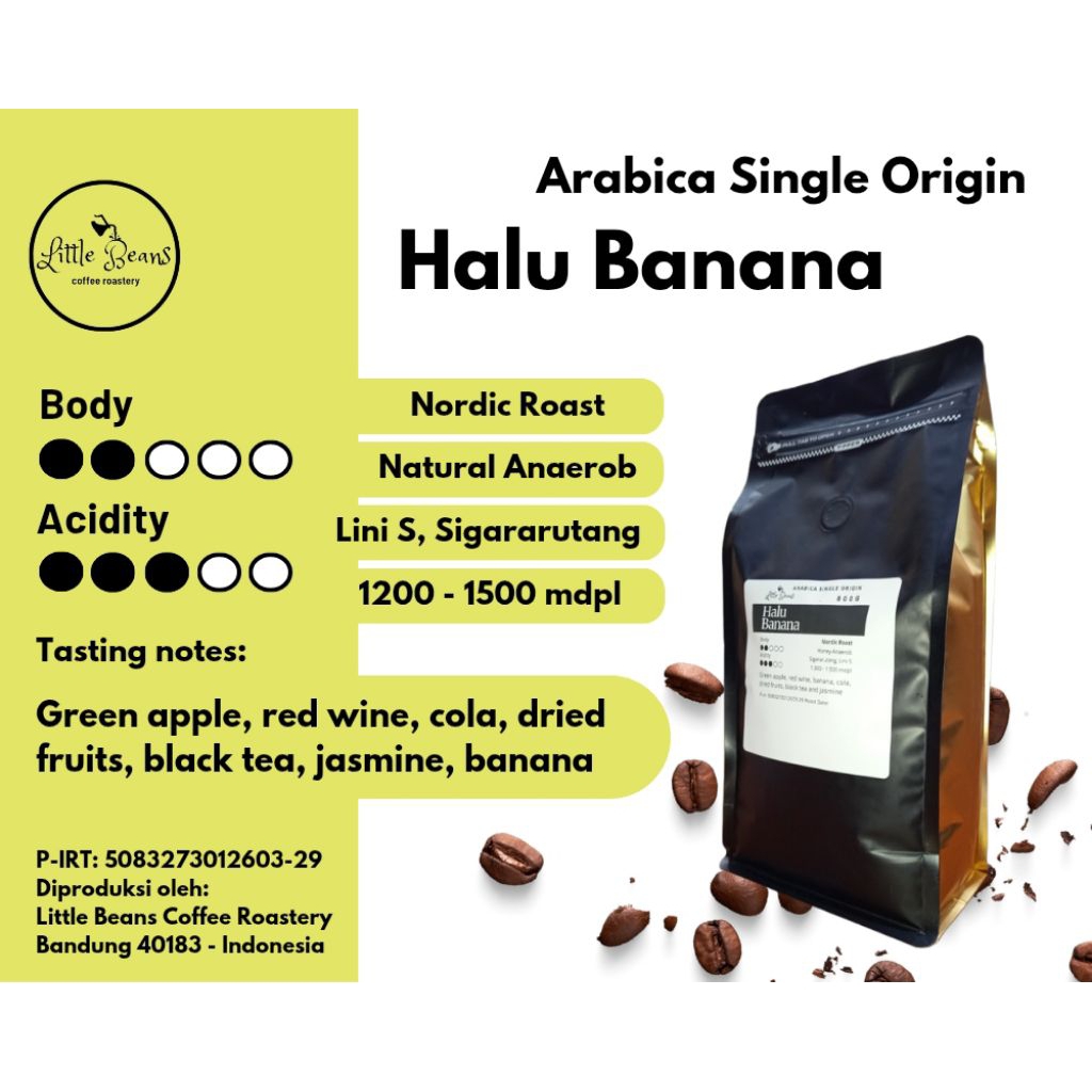 

Kopi Arabica/Arabika Halu Banana 800gr/400gr/200gr Biji/Bubuk