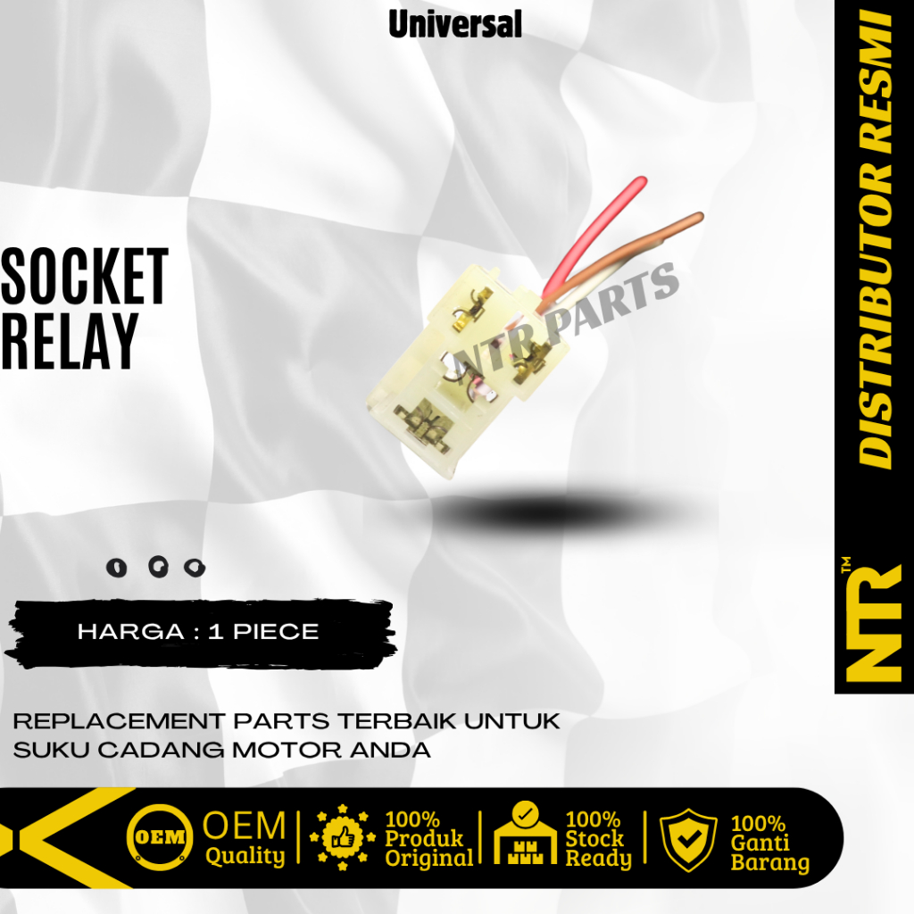 NTR Parts Socket Soket Relay relay Kaki 4 Pin 4  Beat Vario Scoopy Universal
