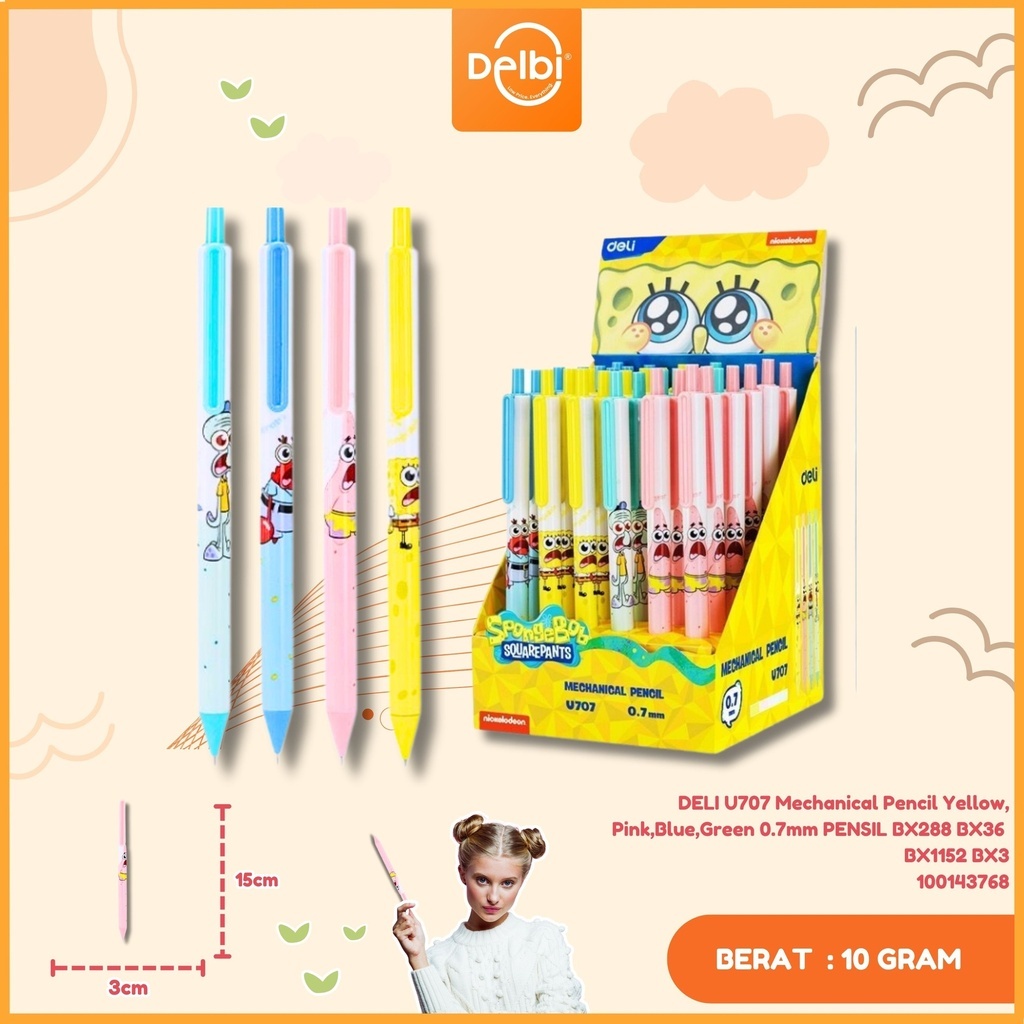 

DELI Mechanical Pencil PENSIL MEKANIK CETEK edisi SPONGEBOB