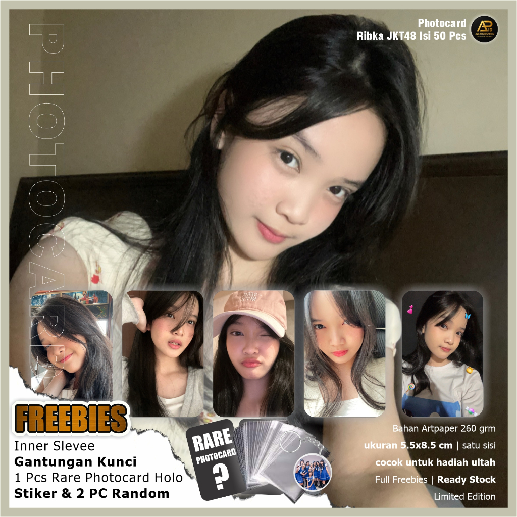 Photocard Ribka JKT48 (Ribka Budiman) isi 50 Pcs  Fanmade | Bonus Ganci, Rare Card, 2 PC random, Sti