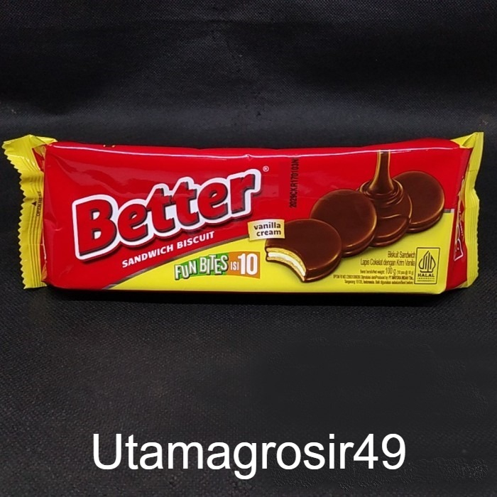 

Better Sandwich Biscuit - Biskuit Vanilla Cream 100g (10pcs@10g)