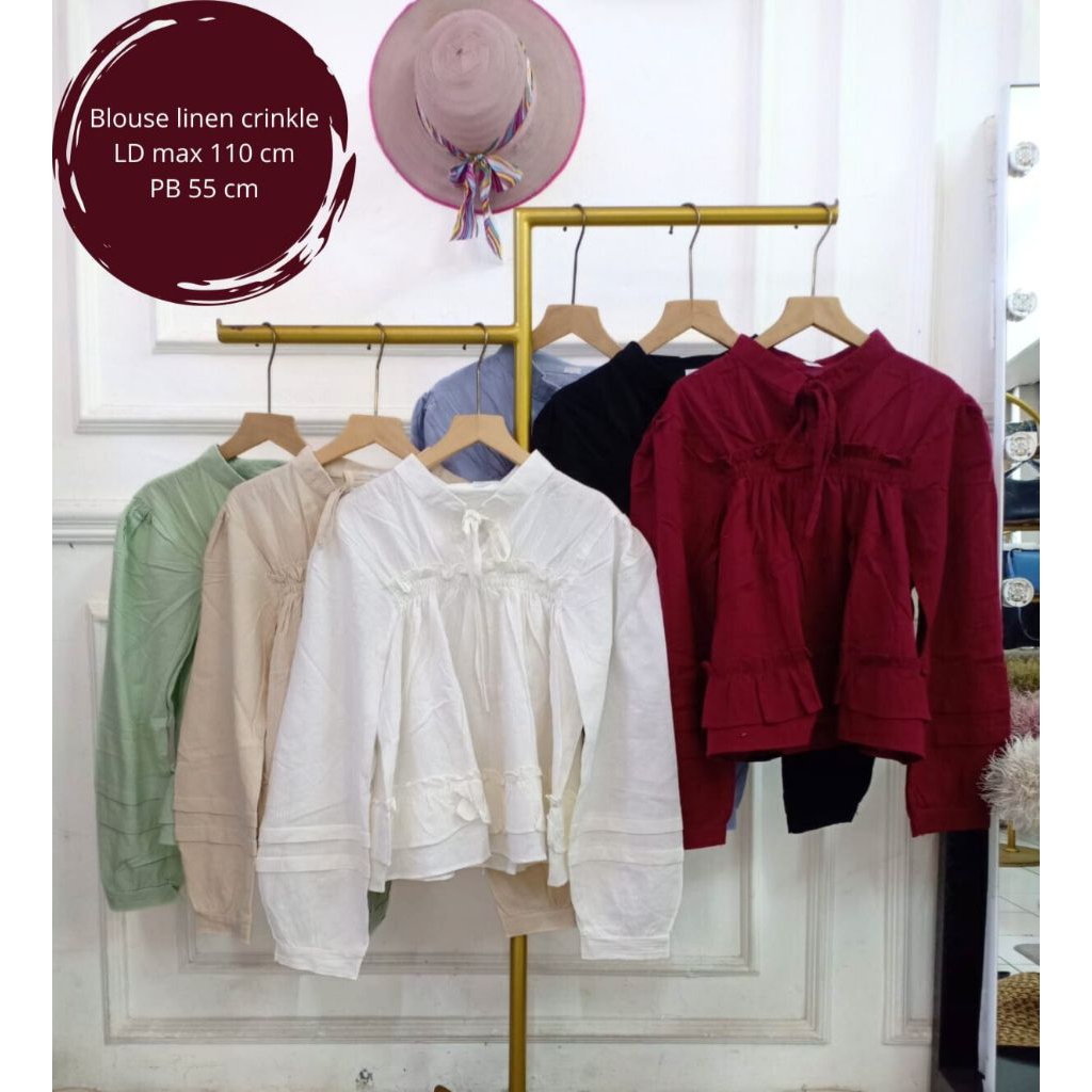 Blouse babydol linen crinkle oversize