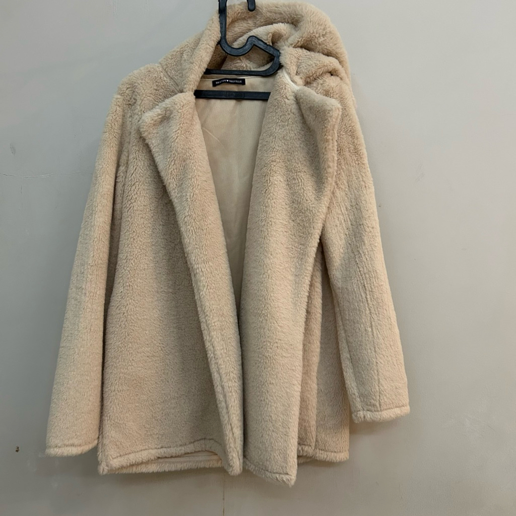 Faux Fur Coat in Beige