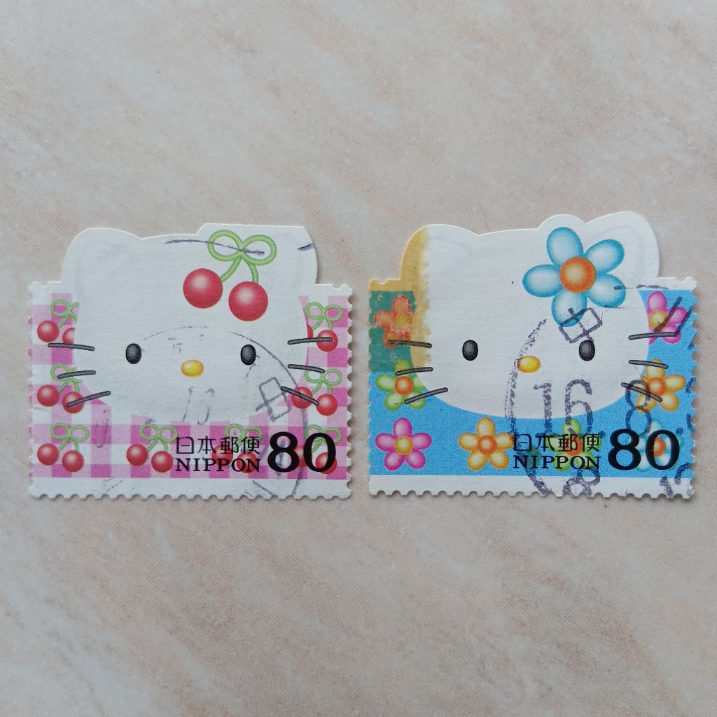 

Perangko Prangko Jepang Nippon 2 Pcs 2004 Seri Greetings Hello Kitty - YN2544