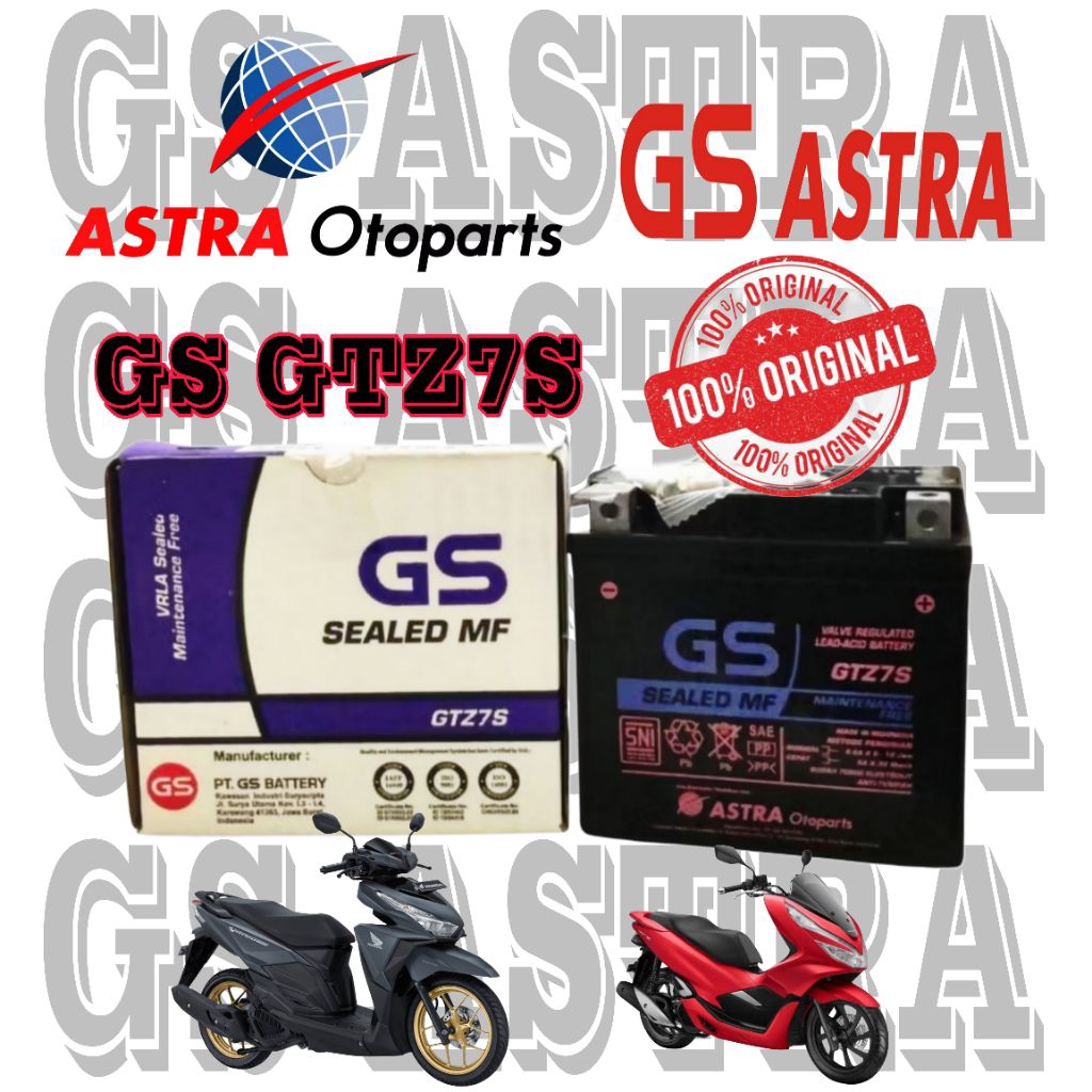 AKI ACCU KERING GS ASTRA GTZ7S 12V 6 AMPERE SONIC 150 GSX R150 BLADE BEAT POP(2015) AKI 100% ORI