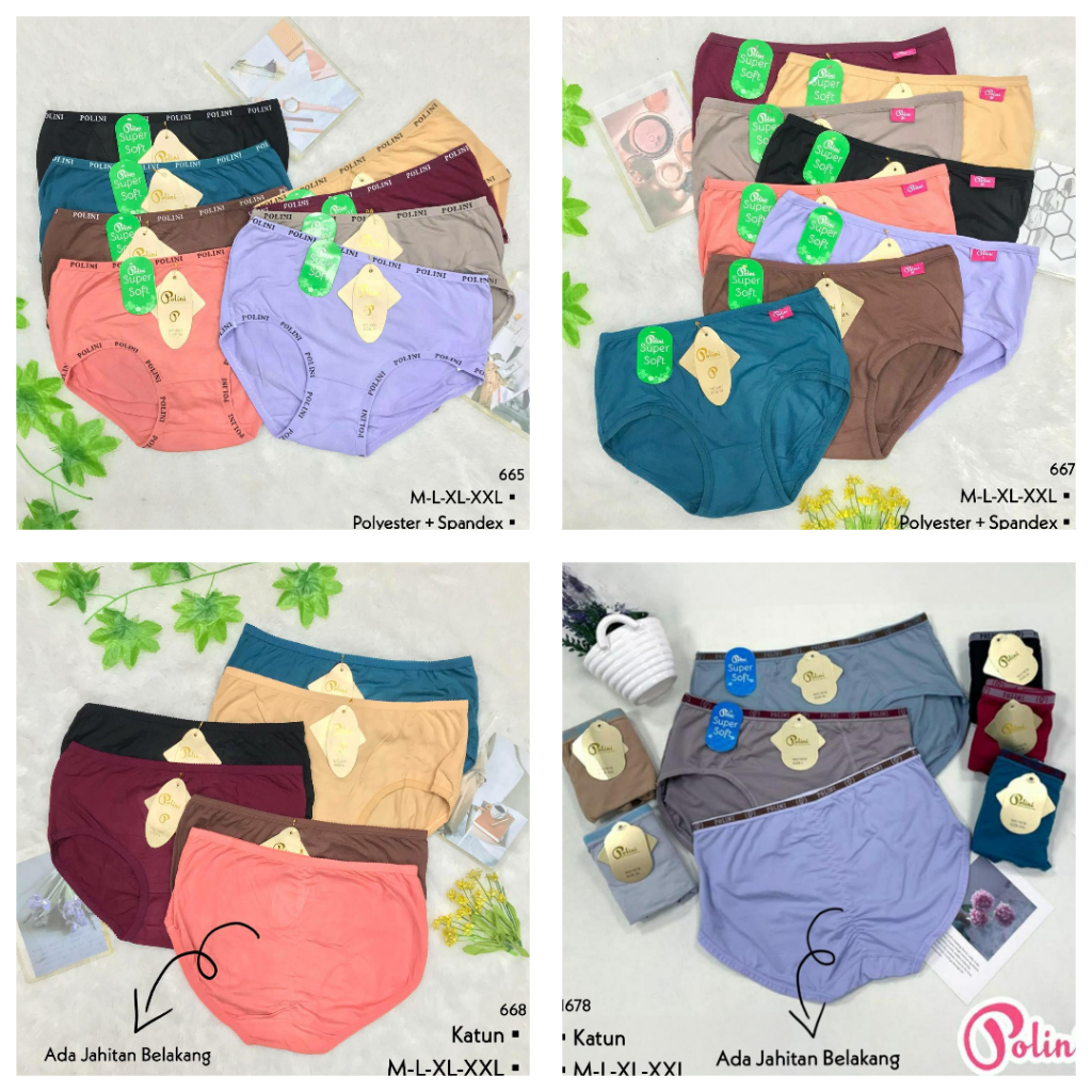 RVC75 - POLINI Celana Dalam Wanita M L XL XXL XXXL CD Cewek Katun Polos Pakaian Dalam Dewasa Underwe