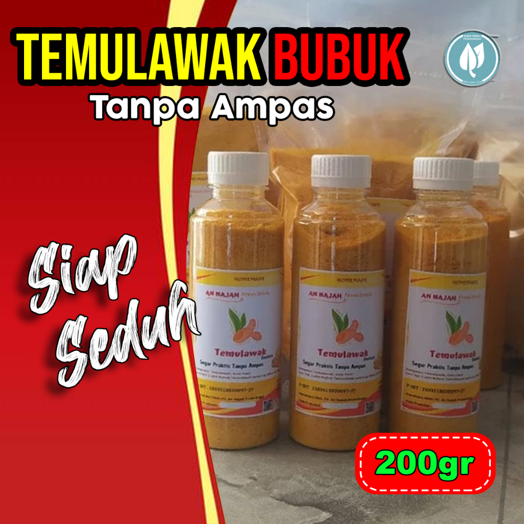 

TEMULAWAK BUBUK PREMIUM [200gr BOTOL] - NAFSU MAKAN BOOSTER & DETOX ALAMI! Temulawak Asli Probolinggo + Gula Tebu - Bubuk Halus Langsung Seduh, Ramis & Sehat!