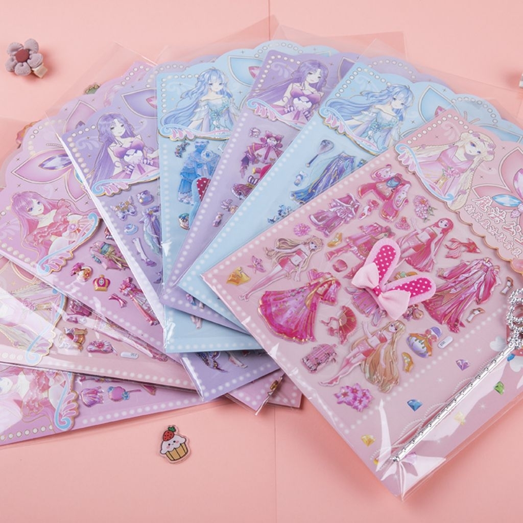 

sticker 3D timbul Barbie stiker mainan diy anak lucu dan tongkat peri