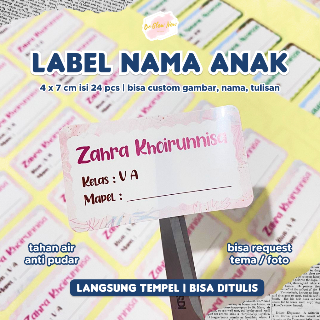 

Label Nama Anak Custom / Stiker Buku Nama Anak / Bisa ditulis anti pudar & anti air [isi 24PCS]