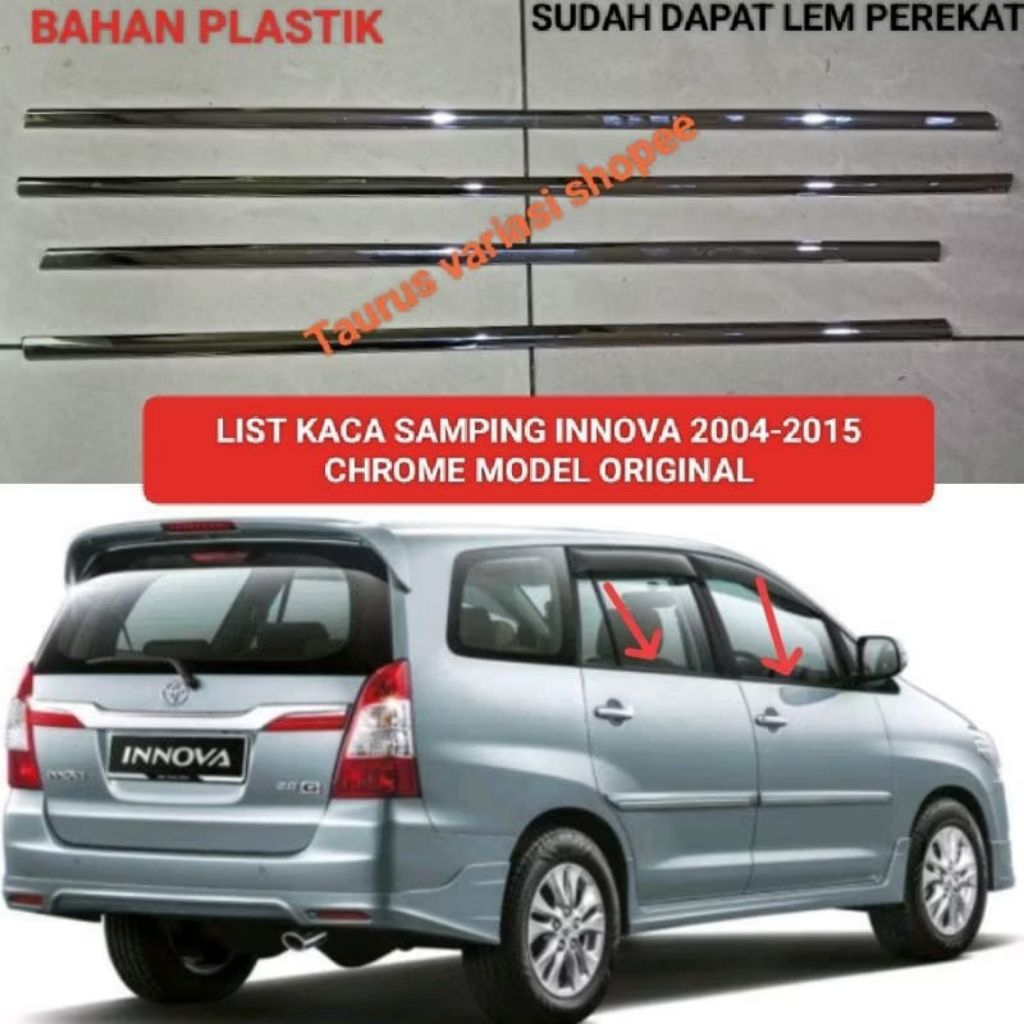 lis LIST kaca samping peliput pintu mobil Toyota innova inova lama 2004 sampai 2015 plastik & stainl