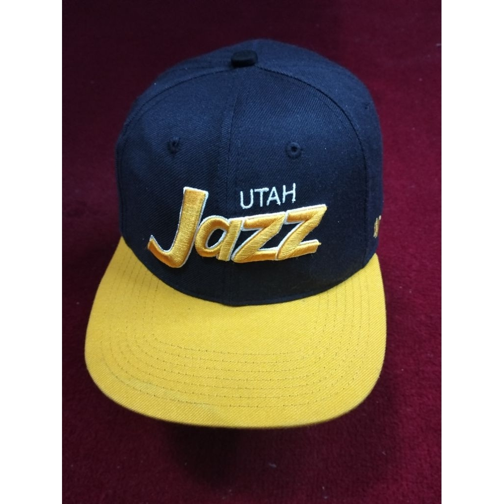 Topi Snapback '47 Brand Utah Jazz NBA Original Hitam Kuning | Topi Basket Logo Bordir
