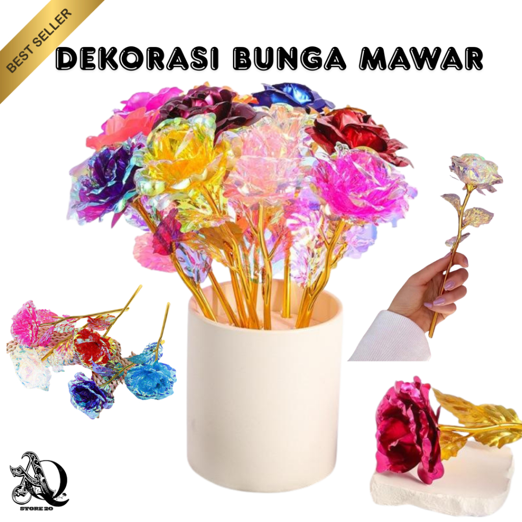 DEKORASI BUNGA MAWAR MULTICOLOR WARNA WARNI VALENTINE KADO PERNIKAHAN TAMAN NATAL Bunga Mawar