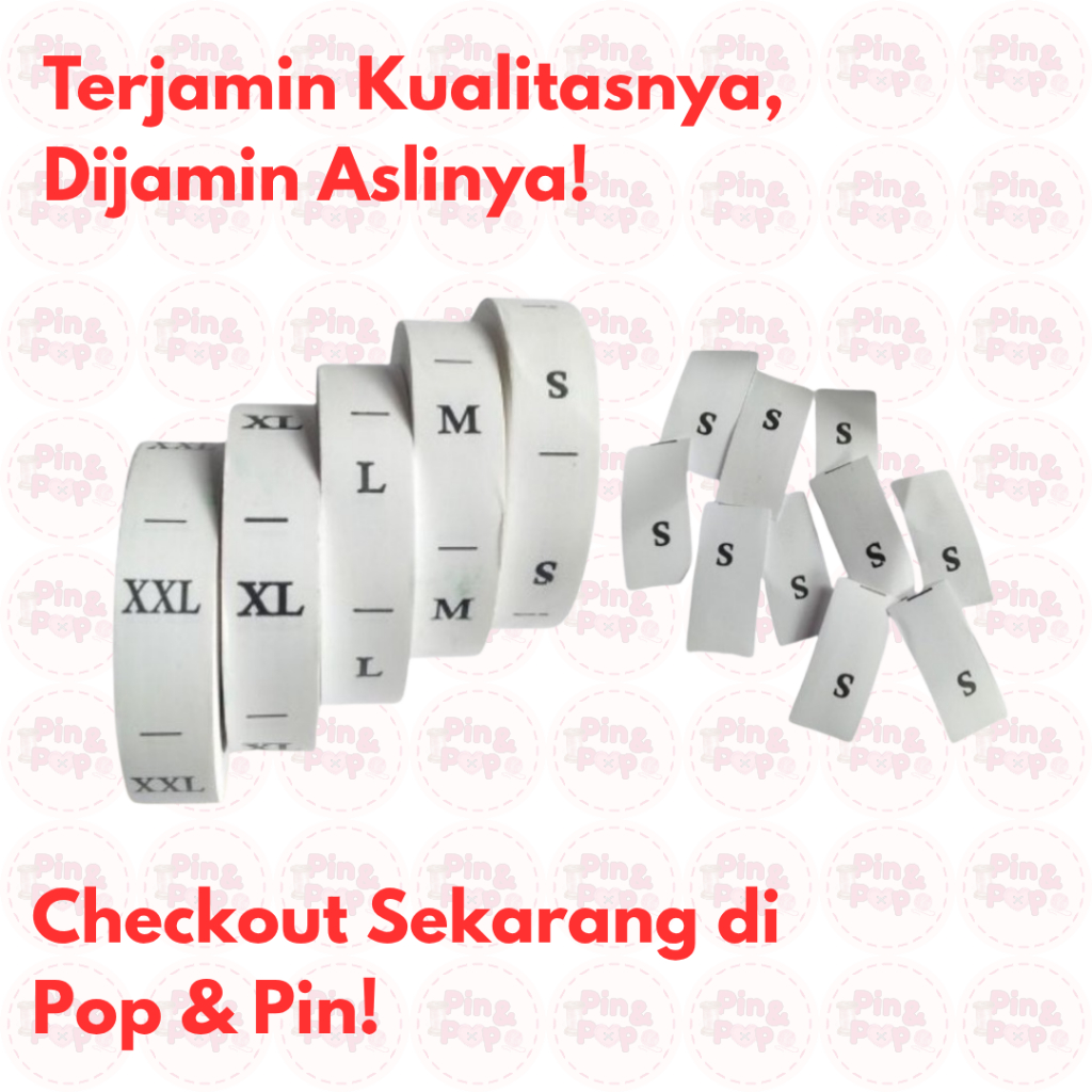 Size Sablon / Label Baju / Label Ukuran Baju Huruf