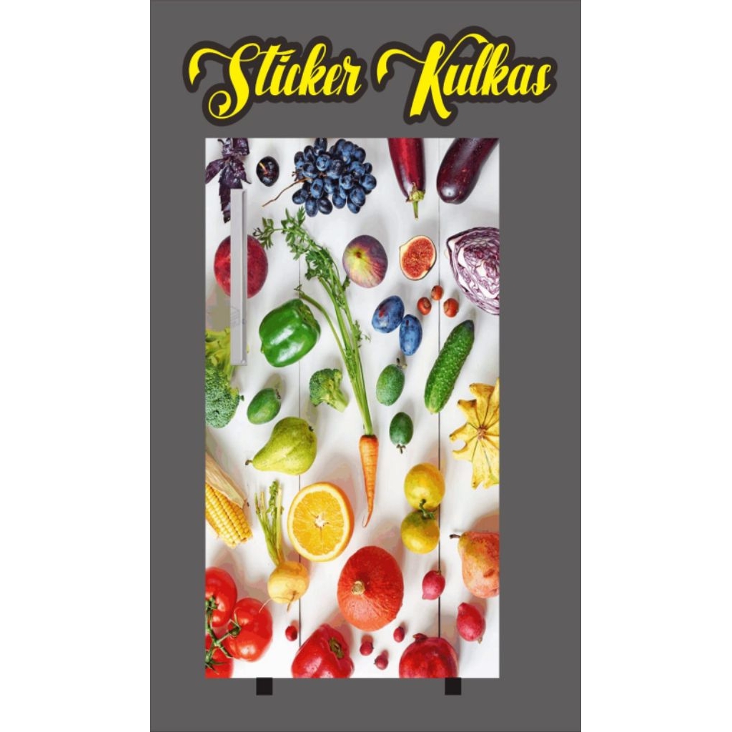 STICKER KULKAS 1 PINTU MOTIF BUAH TERLARIS