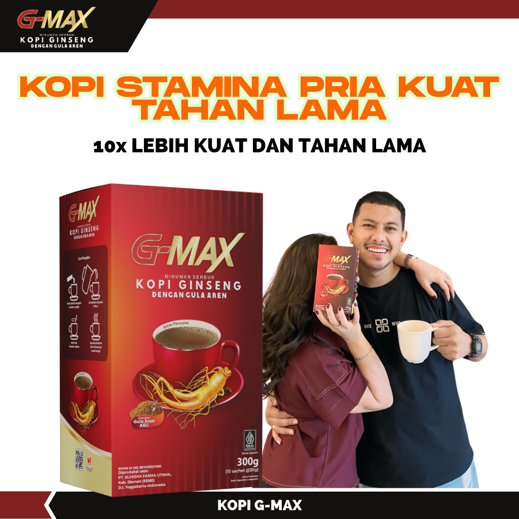 

G-MAX Kopi STAMINA Pria KUAT TAHAN LAMA EXTRA GINGSENG 1 Box Isi 10 Sachet