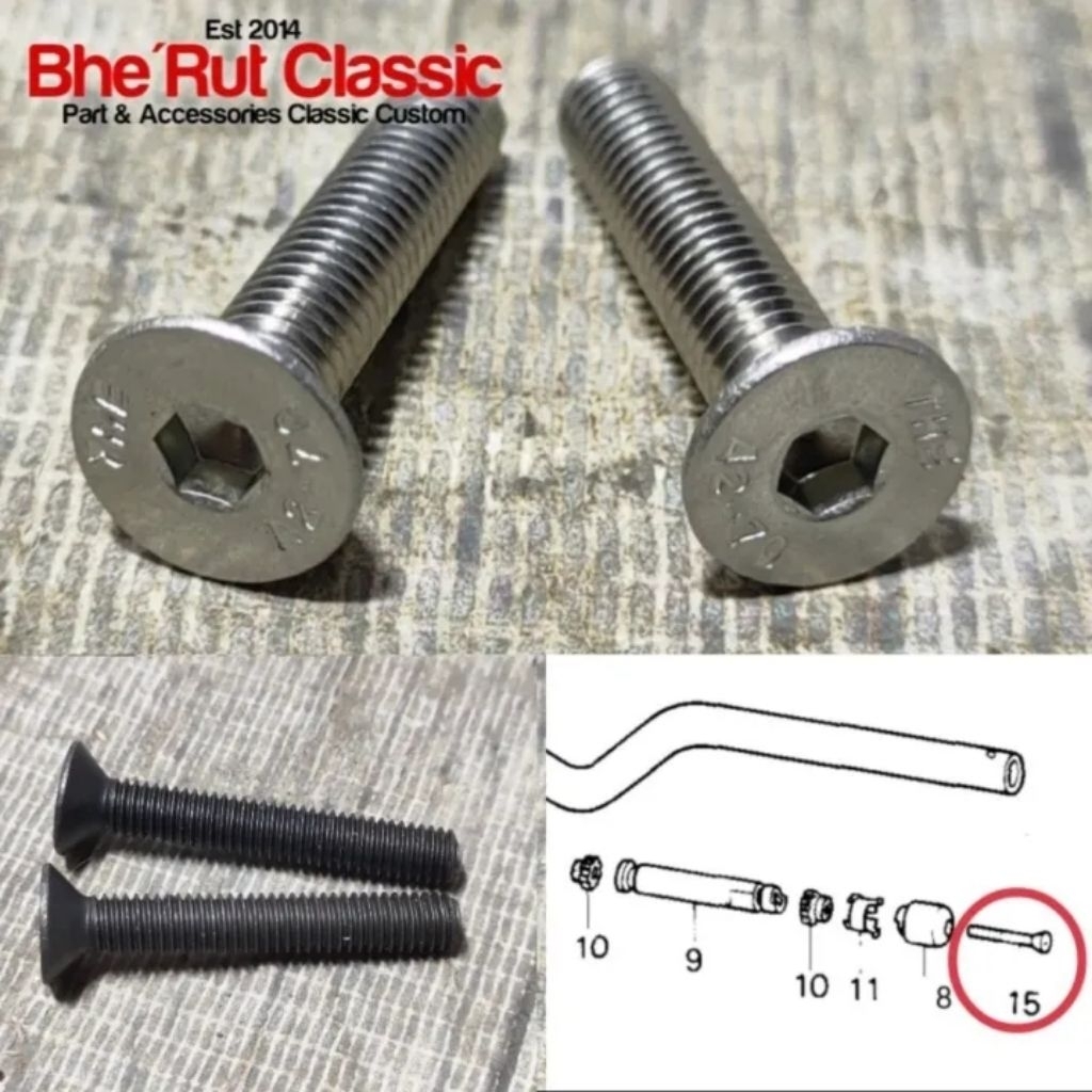 Baut Jalu Stang Honda Tiger Tiger Revo TIREV Kunci L Baja Stainless (2Pcs)