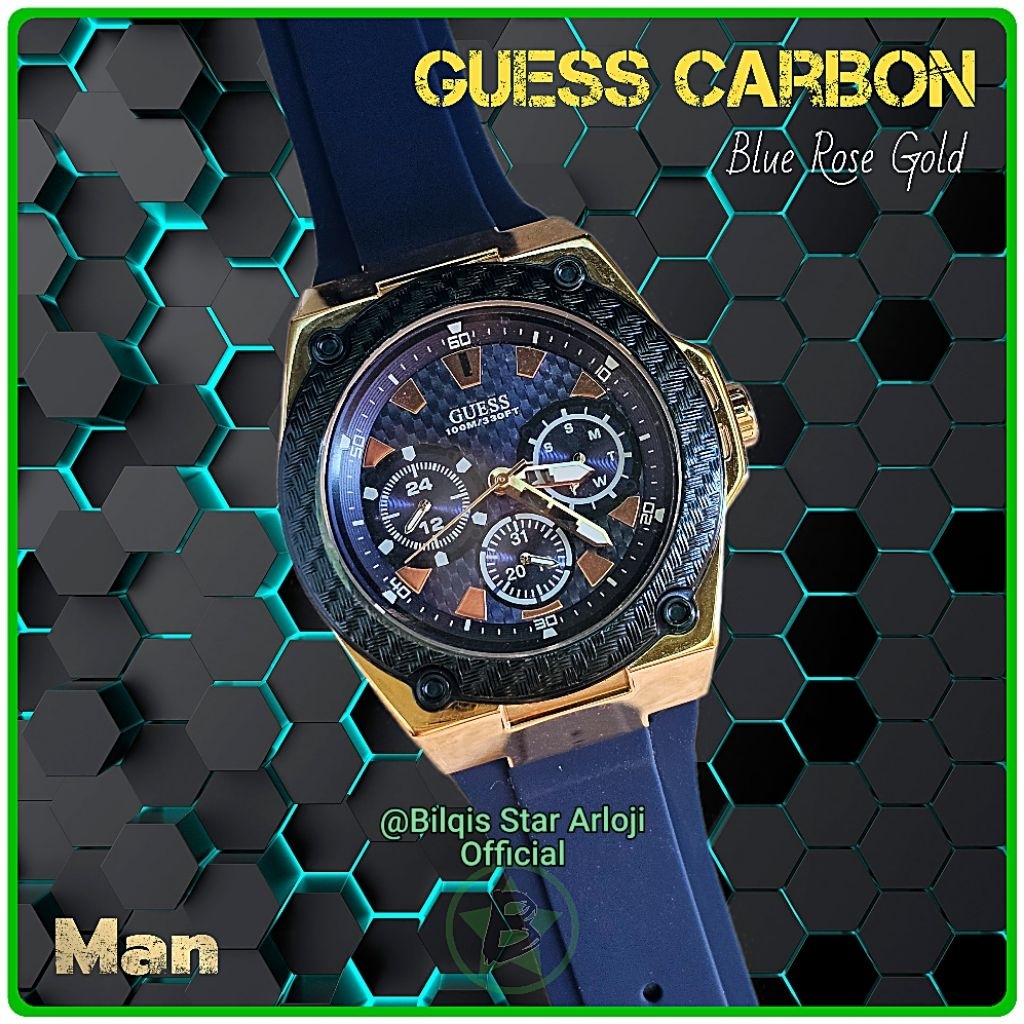 Jam Tangan Guess Pria W1049G Carbon Tali Karet Ori