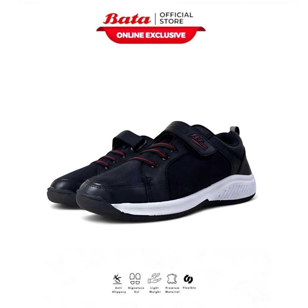 BATA Sepatu Anak Terbaru Laki Laki Perempuan Sepatu Sekolah Black White