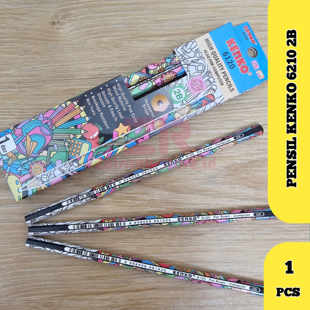 

( 1PCS ) Pencil 2B Kenko 6120 Motif Doodle Pensil Kayu Komputer Ujian Hexagonal