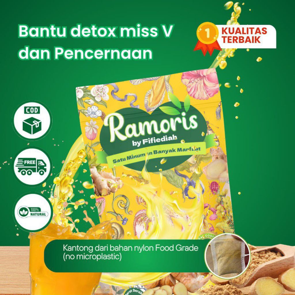 

❤️Mamilapak❤️ Ramoris Herbal Detox Pencernaan & Melancarkan Siklus Wanita - Jahe Kunyit Sereh Lengkuas Alami - 75gr