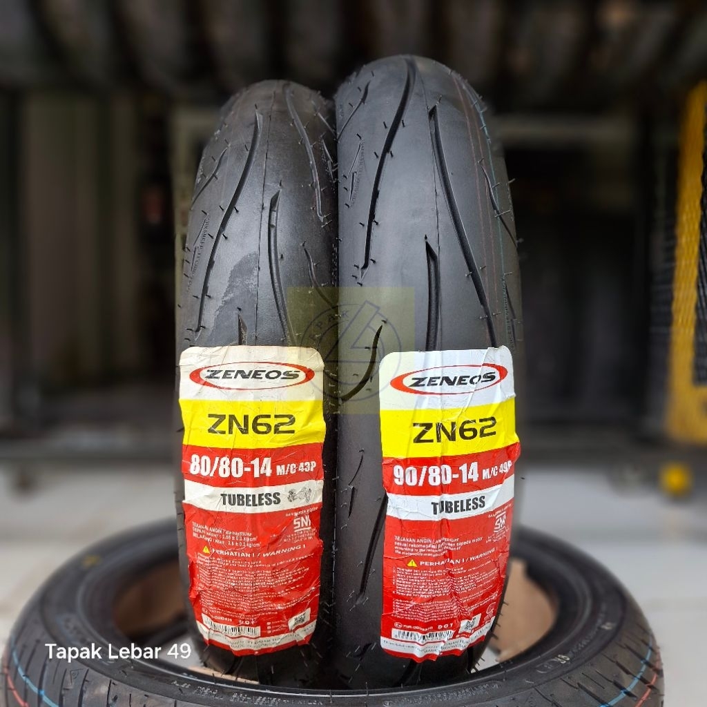 Ban Tapak Lebar ZENEOS ZN62 PAKET 80.80.14 dan 90.80.14 Ring 14 Tubeless Ban Harian dan Sport Tourin