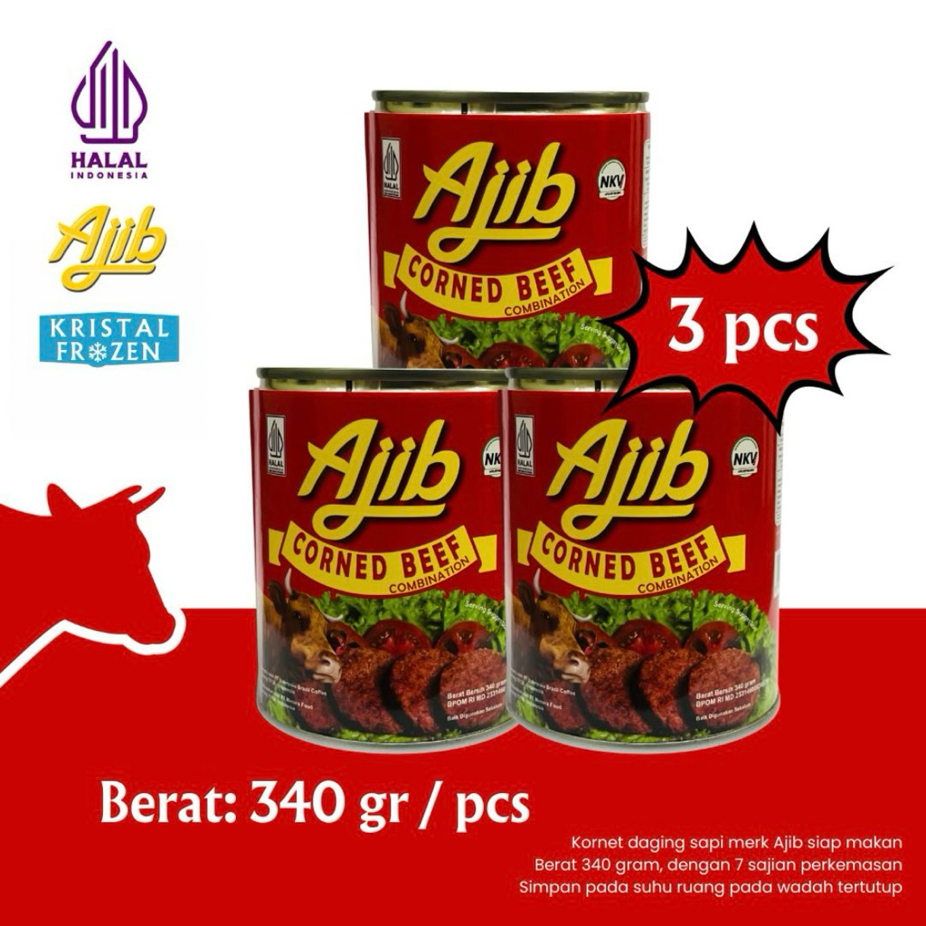 

ISI 3 PCS - Kornet Daging Sapi AJIB 340 Gram