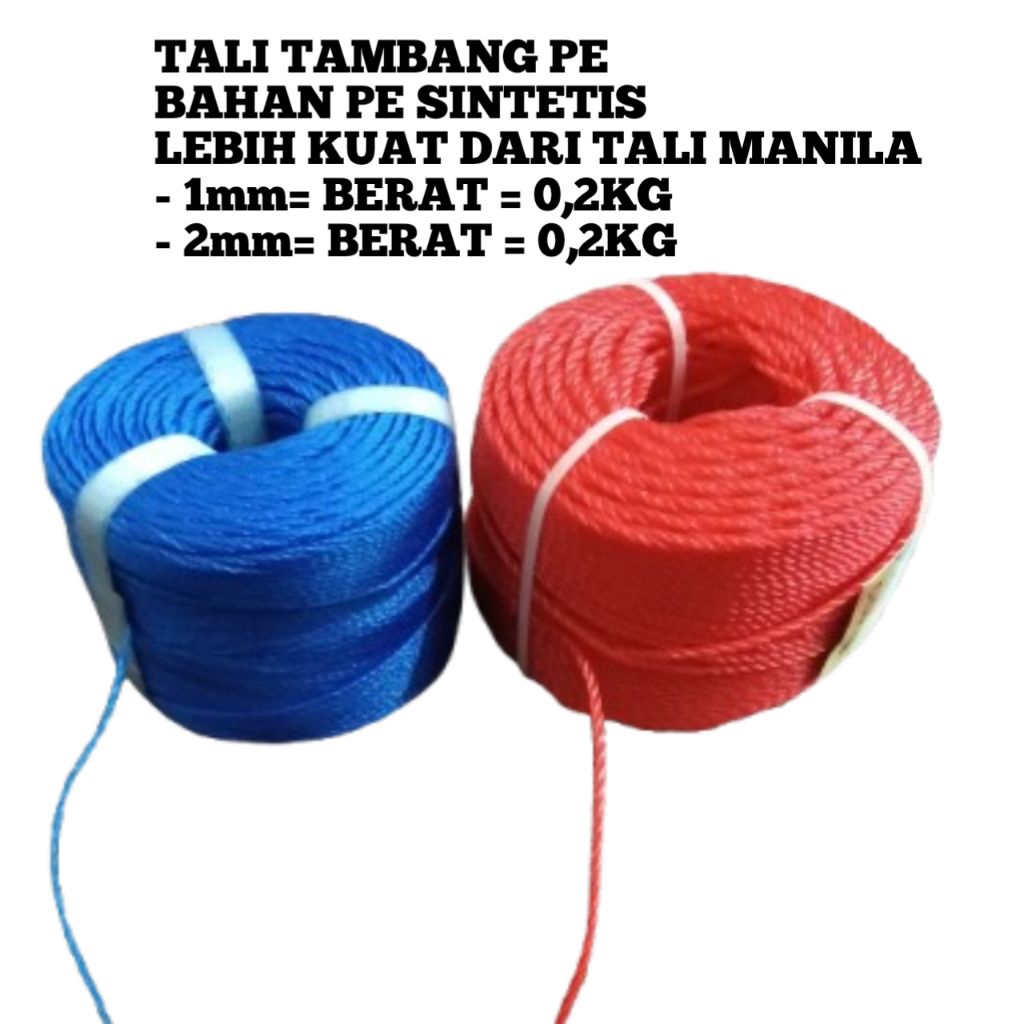 

Tali Tampar Tali Tambang PE 1mm - 2mm Ukuran Kecil 200 meter