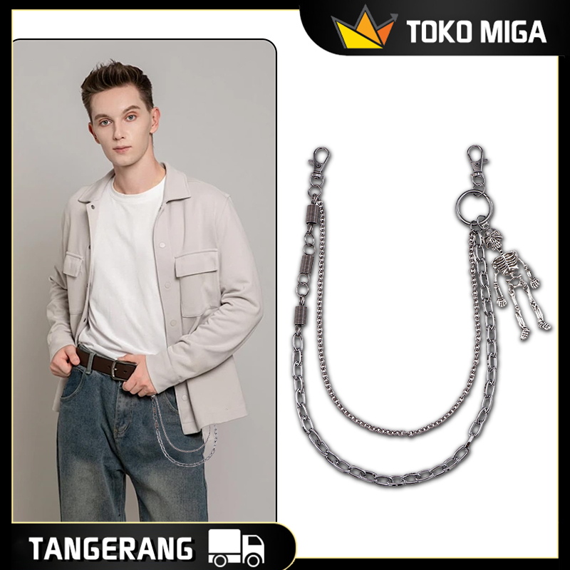 Rantai Punk Celana Hip Hop Punk Rock Metal Pants Waist Chain Bahan Logam Untuk Men Women