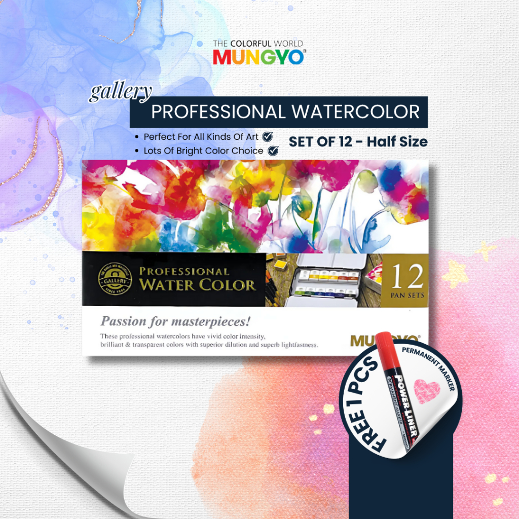 

Mungyo Official - Professional Watercolor Pan Set - Half Size 12 Color Set