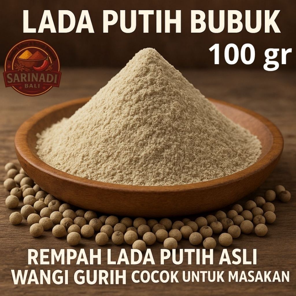 

Lada Putih Bubuk 100gr Rempah Lada Putih Asli Wangi Gurih Cocok untuk Masakan