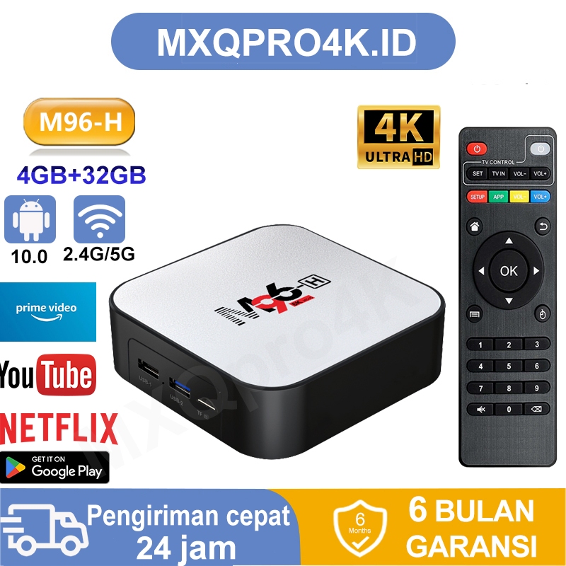 MXQpro4K Android Tv Box M96-H Android 10.0os 4gb Ram 32gb Rom Smart TV Box 2.4/5G WIFI Unlock Tv Box