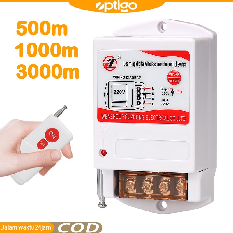 FEBRITUNGGAL444 - SAKLAR REMOTE WIRELESS 500M 1000M 3000M ON OFF AC 220V - UNTUK LAMPU & POMPA AIR