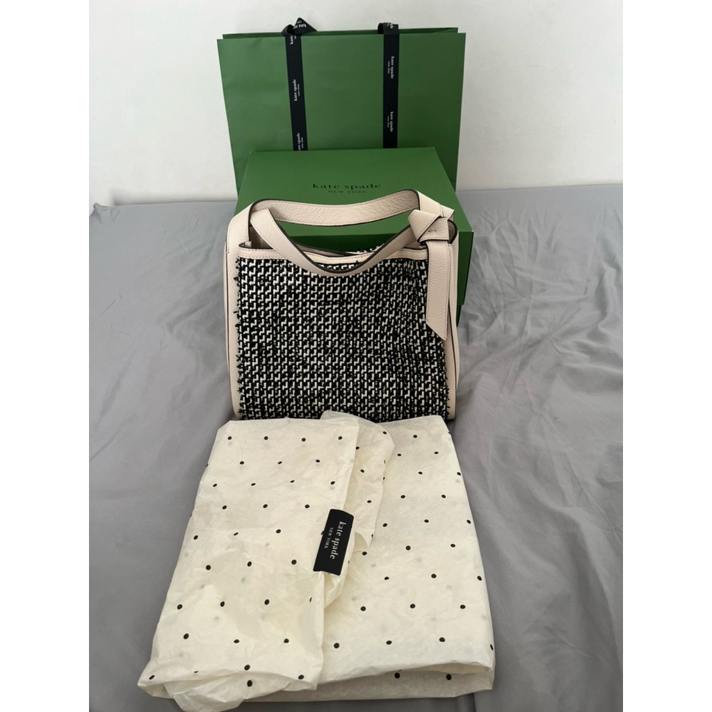 Kate Spade Knott Raffia Tweed Medium Crossbody