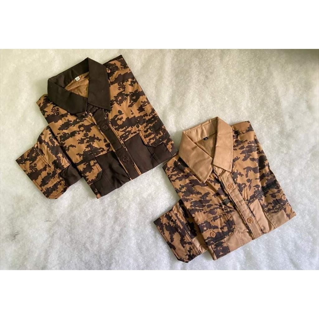 Kemeja Lapangan Kombinasi Loreng Pramuka Lengan Panjang